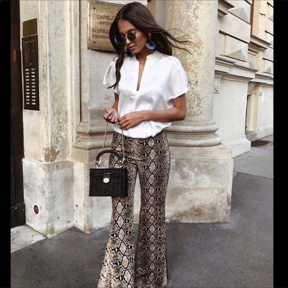 Zara Flared pants w/snakeskin print